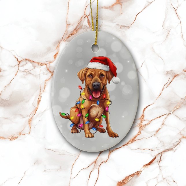 Adorno De Cerámica Rhodesian Ridgeback Envuelto en Luces de Navidad  (Subido por el creador)