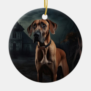Adorno De Cerámica Rhodesian Ridgeback Halloween Scary