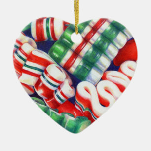 Adorno De Cerámica RIBBON CANDY Ceramic Heart Ornament