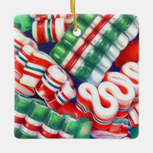 Adorno De Cerámica RIBBON CANDY Ceramic Square Ornament