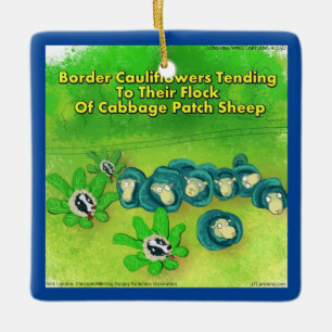 Adorno De Cerámica Rick London Funny Border Collie Flower