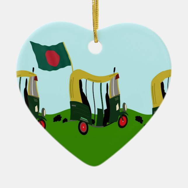 Adorno De Cerámica Rickshaws automáticos en Bangladesh (Frente)