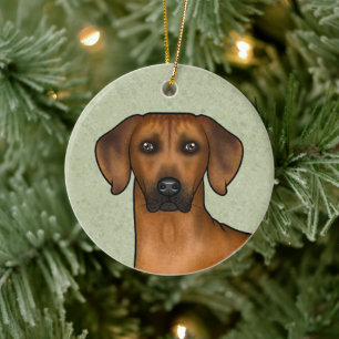Adorno De Cerámica Ridgeback Rhodesian Brown Cabeza de Perro Africano