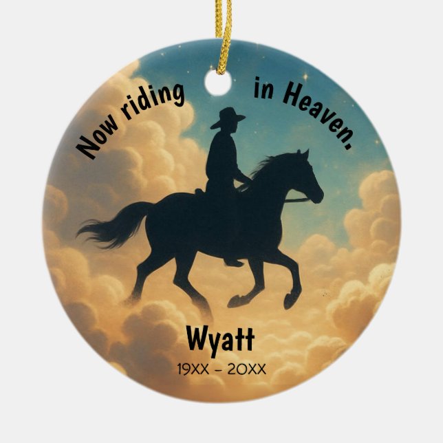 Adorno De Cerámica Riding in Heaven Personalized Christmas Ornament (Frente)