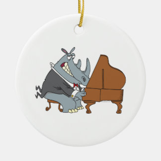Adorno De Cerámica rinoceronte tonto tocando piano pianista caricatur