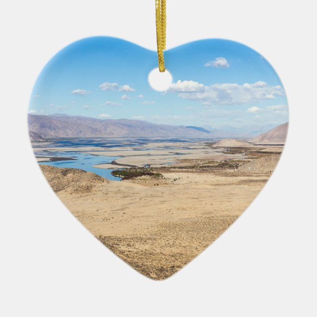 Adorno De Cerámica Río Brahmaputra y paisaje del desierto - Tíbet (Frente)