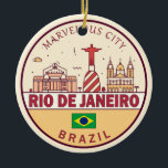 Adorno De Cerámica Río de Janeiro Emblema de la línea aérea de Brasil<br><div class="desc">Río de Janeiro diseño de arte minimalista y colorido con monumentos y monumentos de la ciudad de Brasil.</div>