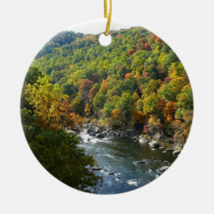 Adorno De Cerámica Río Ohiopyle en Otoño II Pennsylvania Otoño