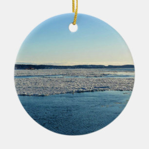Adorno De Cerámica Río San Lorenzo en invierno, Quebec, Canadá