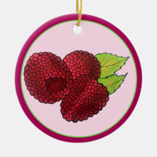 Adorno De Cerámica Ripe Raspberry Rojo Raspberries Berry Fruth Print