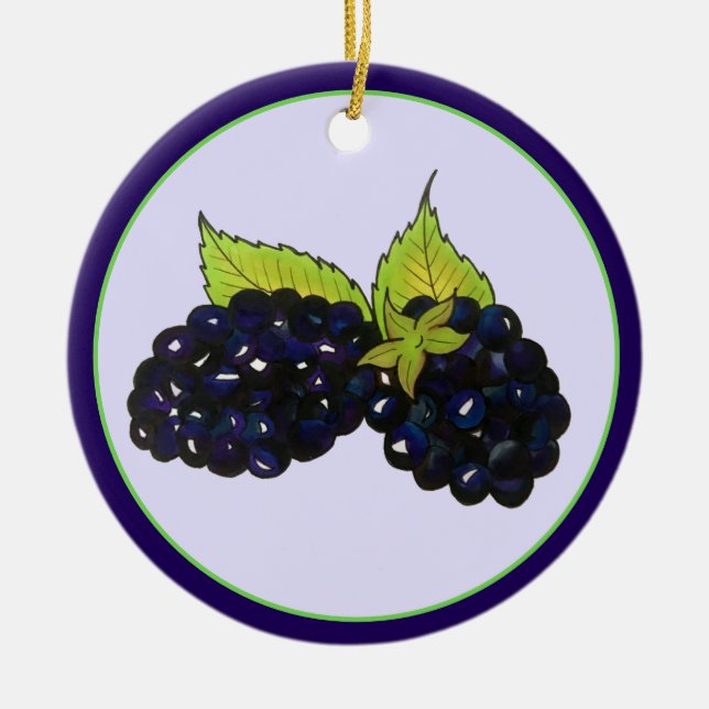 Adorno De Cerámica Ripe Summer Blackberries Blackberry Berry Berries (Frente)