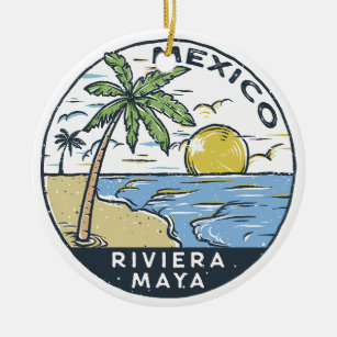 Adorno De Cerámica Riviera Maya México Vintage