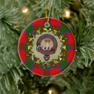 Adorno De Cerámica Robertson Badge & Tartan Navidades personalizados