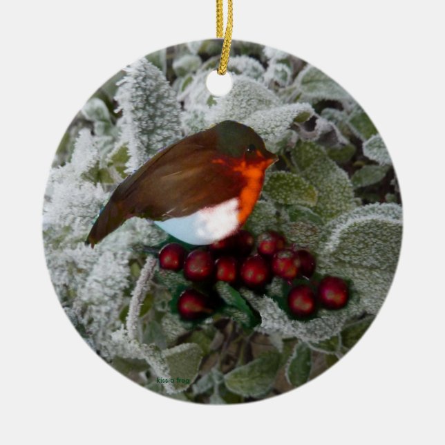 Adorno De Cerámica Robin navidades (Frente)