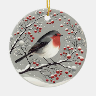 Adorno De Cerámica Robin Ornament escandinavo