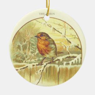 Adorno De Cerámica Robin rojo de Navidad vintage