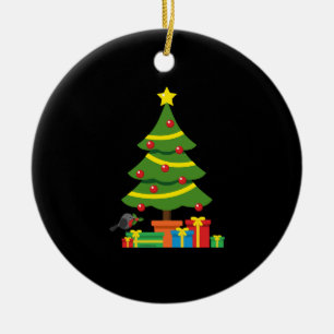 Adorno De Cerámica Robin Y Los Coloridos Presentes Bajo El Árbol De N