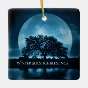 Adorno De Cerámica Roble y Luna Bendiciones del Solsticio de Invierno