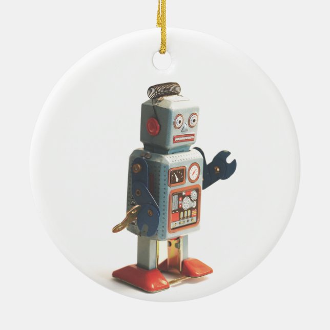 Adorno De Cerámica Robot de juguete retro (Atrás)