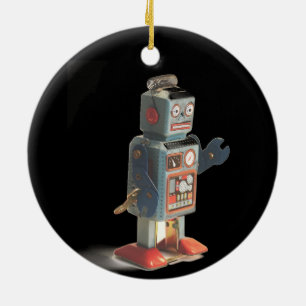 Adorno De Cerámica Robot de juguete retro