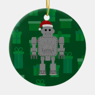 Adorno De Cerámica robot de navidad santa claus