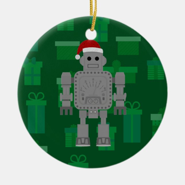 Adorno De Cerámica robot de navidad santa claus (Frente)