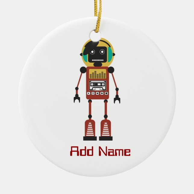 Adorno De Cerámica Robot de radio retro (Frente)