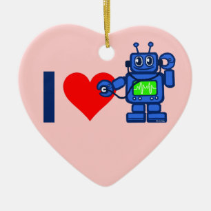 Adorno De Cerámica Robot del corazón I