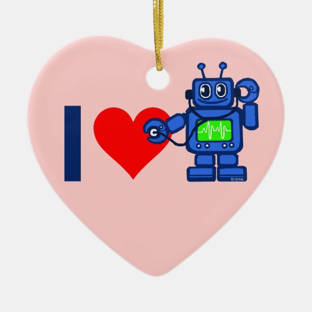 Adorno De Cerámica Robot del corazón I (Frente)