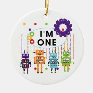 Adorno De Cerámica Robot First Birthday Tshirts y regalos