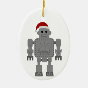 Adorno De Cerámica robot navidades santa claus