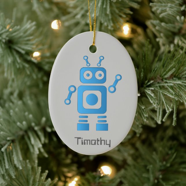 Adorno De Cerámica Robot retro azul (Árbol)