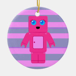 Adorno De Cerámica Robot rosa