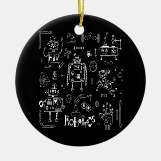 Adorno De Cerámica Robot vintage Funny de ingeniero de robótica de ro (Frente)