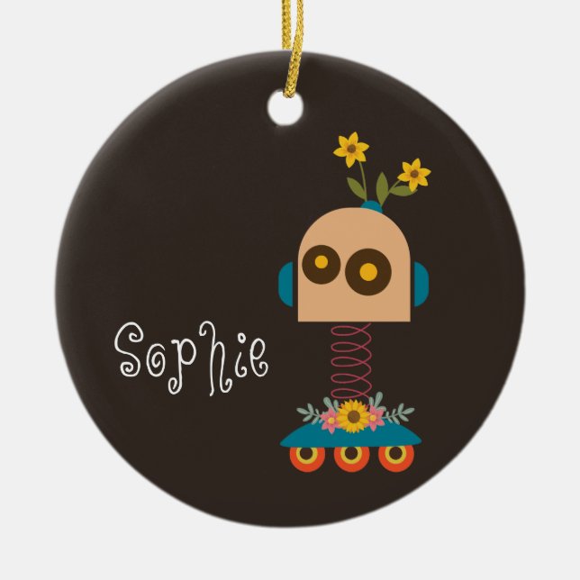 Adorno De Cerámica Robots Navidades (Frente)