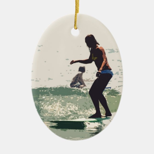 Adorno De Cerámica Roca de los chicas de la persona que practica surf (Frente)