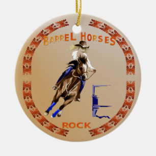 Adorno De Cerámica Roca-Ornamento de los caballos del barril