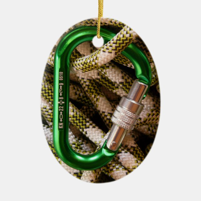 Adorno De Cerámica Rock Climbing , Carabiner, Rope, Summit Cross (Frente)