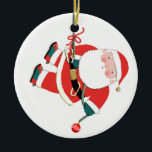 Adorno De Cerámica Rock Climbing Collectible 2023<br><div class="desc">Humor navideño con escalada en la roca de Santa. Editar texto para cambiar el año.</div>