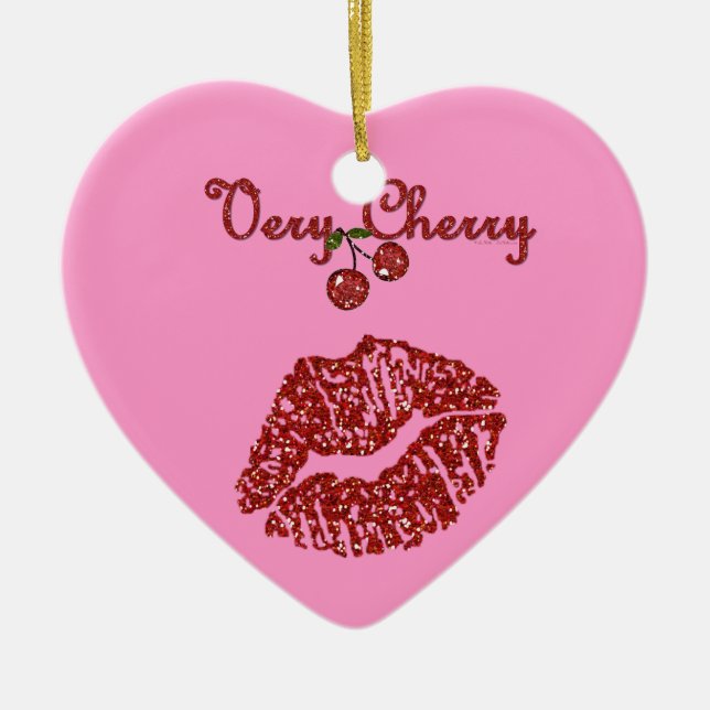 Adorno De Cerámica Rockabilly Muy Cherry Kiss (Frente)