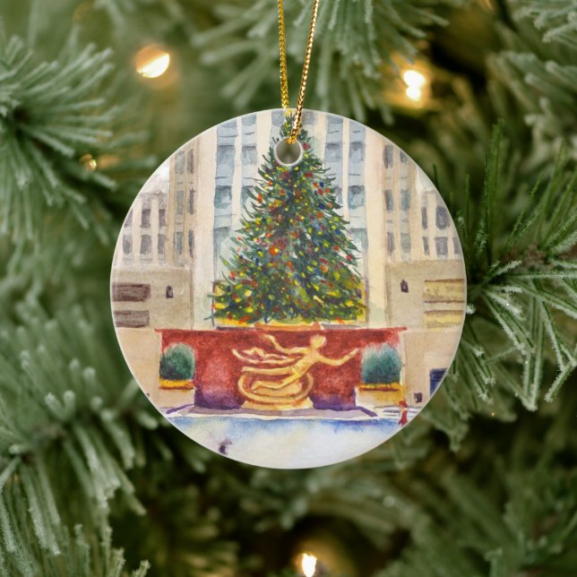 Adorno De Cerámica Rockefeller Center Plaza Christmas Tree Ornament (Árbol)