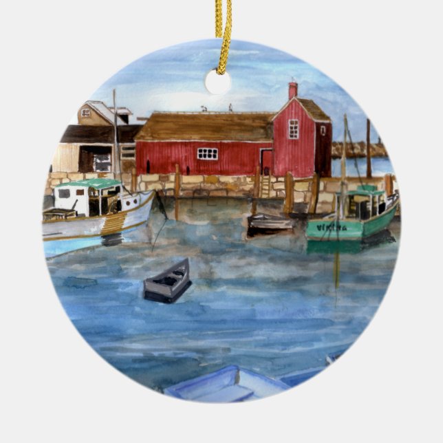 Adorno De Cerámica Rockport Massachussetts New England Pintura (Frente)