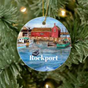 Adorno De Cerámica Rockport Massachussetts Nueva Inglaterra Pintura