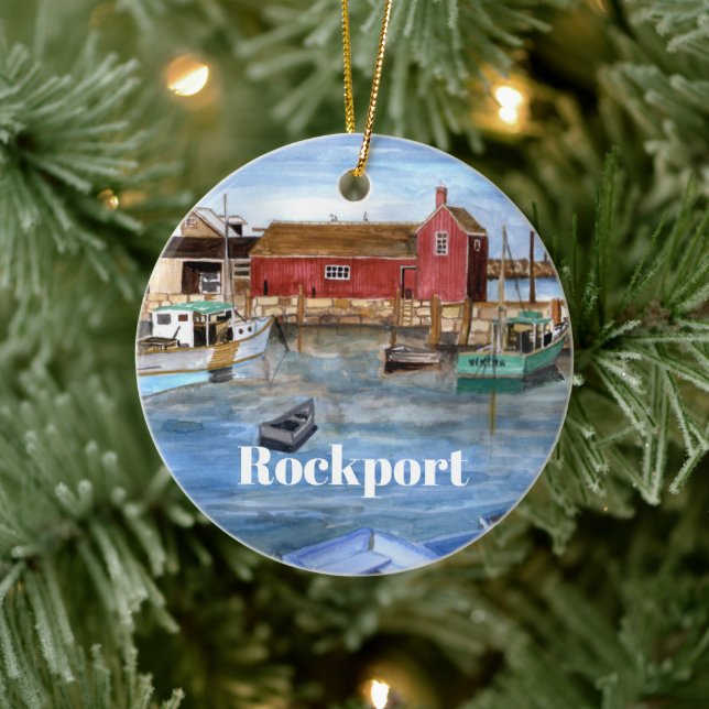 Adorno De Cerámica Rockport Massachussetts Nueva Inglaterra Pintura (Árbol)