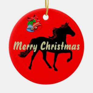 Adorno De Cerámica Rocky Mountain Horse Silhouette Feliz Navidad