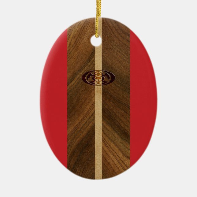 Adorno De Cerámica Rocky Point Hawaii Faux Wood Surfboard (Frente)