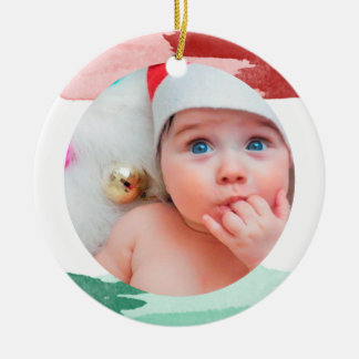 Adorno De Cerámica Röd & Grön Vattenfärg - Min Första Jul - Foto