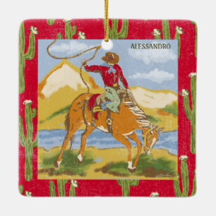 Adorno De Cerámica Rodeo Lasso de vintage occidental personalizado