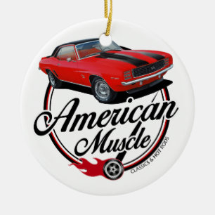 Adorno De Cerámica Rojo americano Camaro del músculo