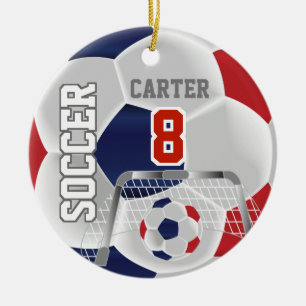 Adorno De Cerámica Rojo, blanco y azul oscuro Personalizan el fútbol 